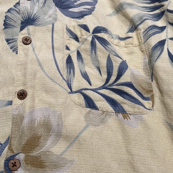 Havana‎ Cafe Hawaiian Camp Shirt Men’s XXL cream blue floral Silk Linen blend. - Picture 2 of 5